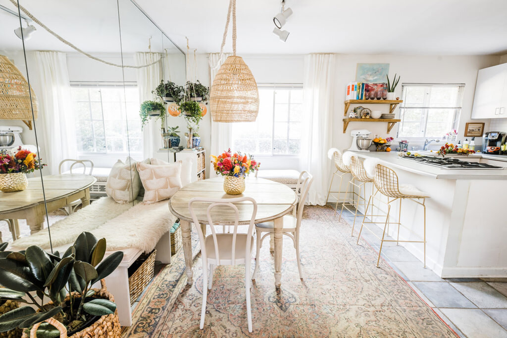 boho dining room table atlanta interior photography