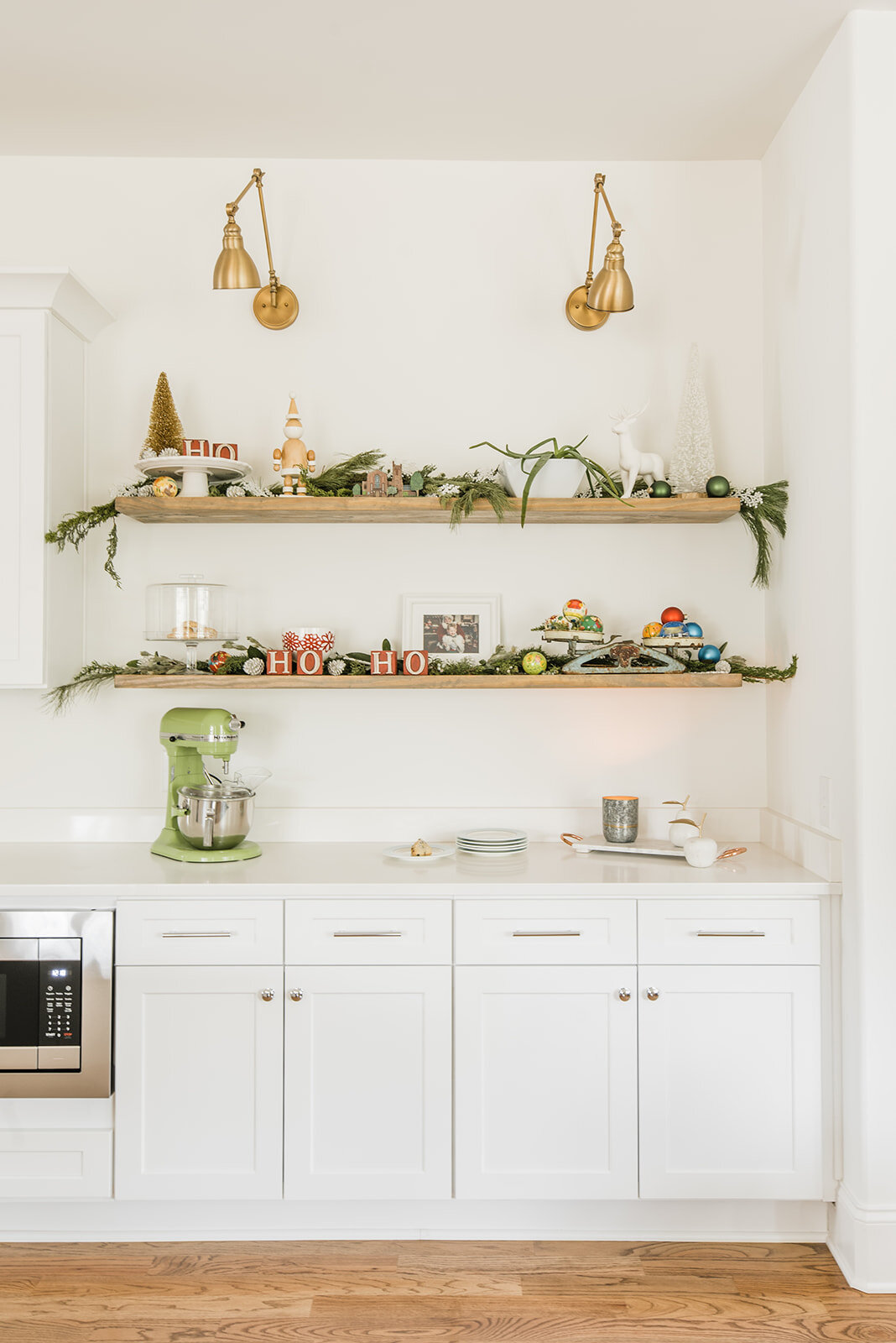 holiday decor floating shelves